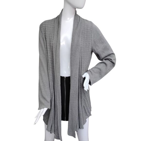 Croft & Barrow Open Cardigan Medium Fine Knit Gray Long Sleeve Drapes on Front - Picture 1 of 8
